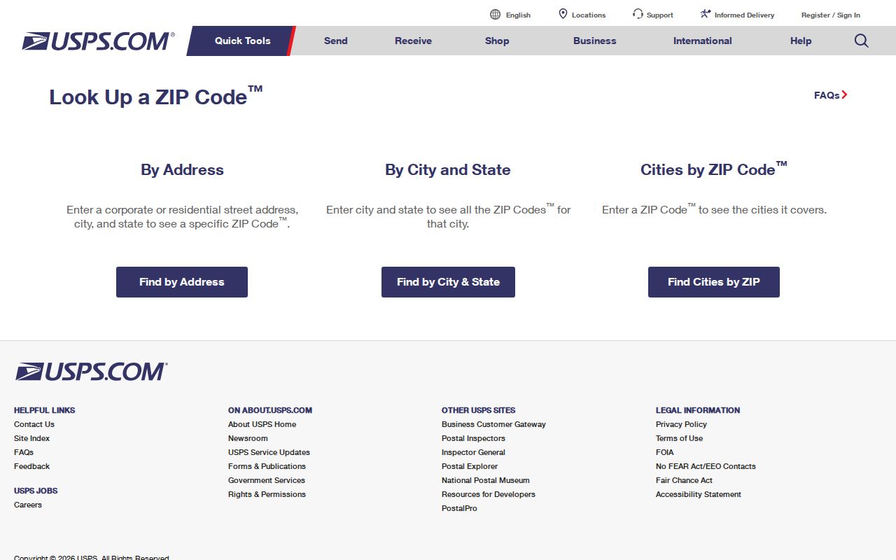 Moorhead ZIP code directory USPS address lookup screen